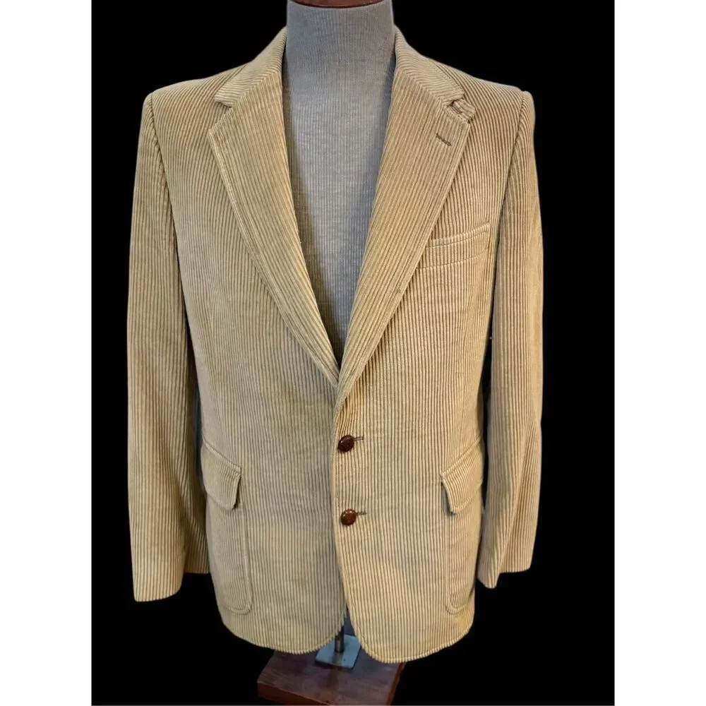 Woodmere Men’s Corduroy 2-Button Sport Coat Tan Sz. 42 Lined Substantial